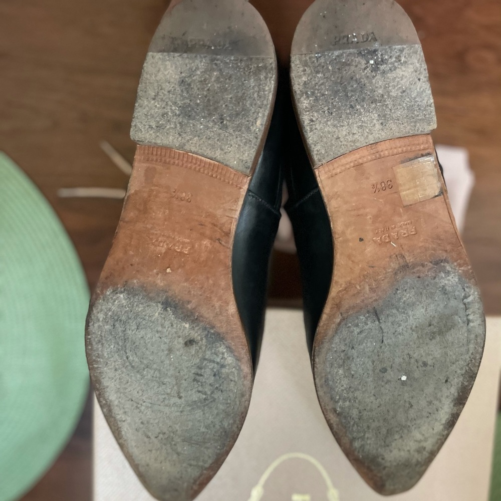 PRADA Calzature Donna Black leather booties 38.5 - Picture 5 of 8